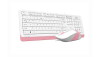 Keyboard & Mouse A4Tech F1010, Laser Engraving, Splash Proof, 1600 dpi, 4 buttons, White/Pink, USB