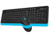 Keyboard & Mouse A4Tech F1010, Laser Engraving, Splash Proof, 1600 dpi, 4 buttons, Black/Blue, USB