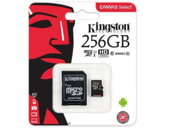 256GB microSD Class10 UHS-I + SD adapter  Kingston Canvas Select