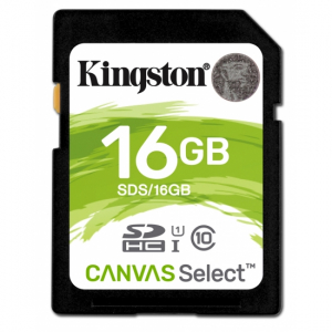 16GB  SDHC Card (Class 10) UHS-I, U1, Kingston Canvas Select