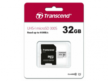 32GB MicroSD (Class 10) UHS-I (U1),+SD adapter, Transcend "