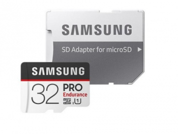 32GB MicroSD (Class 10). UHS-I (U3)+SD adapter, Samsung PRO Endurance