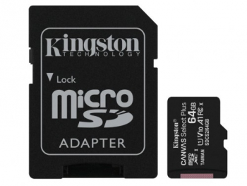 64GB MicroSD (Class 10) UHS-I (U1) +SD adapter, Kingston Canvas Select+