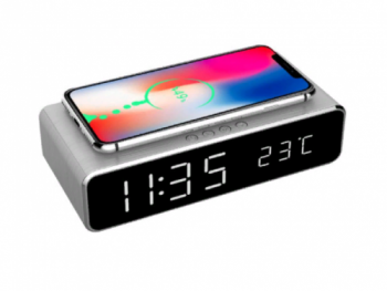 Gembird GMB DAC-WPC-01-S Digital alarm Clock with Wireless charging function, Silver