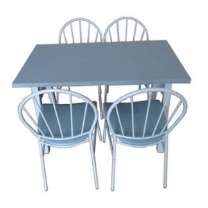 Set masă cu 4 scaune din metal și PVC, 1200x760x760 mm, gri