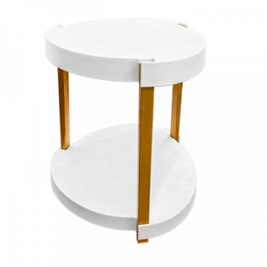 Masuţă de cafea cu rotile, suprafața din plastic și picioare lemn, în două nivele. 545x610 mm