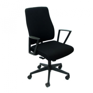 Scaun de birou cu spate din ţesut negru şi şezut negru