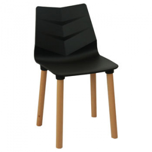 Scaun din plastic şi picioare de lemn 500x460x830 mm, negru