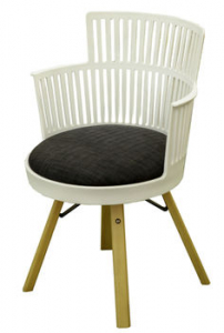 Scaun din plastic cu picioare din lemn şi şezut tapiţat, 540x560.5x800.5 mm