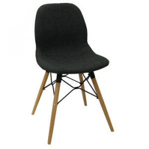 Scaun din plastic tapiţat şi picioare din lemn cu suport din metal 485x460x855 mm, negru