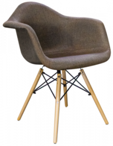 Scaun tapiţat cu picioare de lemn cu suport metali