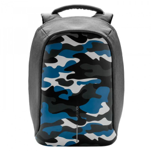 Backpack Bobby Compact, anti-theft, P705.655 for Laptop 14" & City Bags, Camouflage Blue 