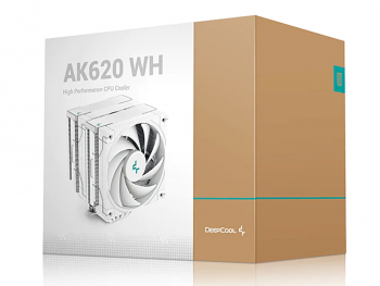 AC Deepcool "AK620 WH" (≤28 dB, 500-1850RPM, 68.99 CFM, 2x120mm, 260W, 6x6mm, 1456g.)
