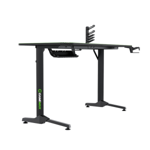 Gaming Desk Gamemax D140-Carbon, 140x60x75cm, Headsets hook, Cup holder, Cable managment