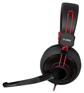 Gaming Headset SVEN AP-G777MV, 40mm drivers, 20-20000Hz, 32 Ohm, 110dB, 298g., 3.5mm, Black/Red