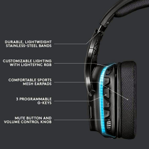 Gaming Headset Logitech G635, 50mm drivers, 20-20000Hz, 39 Ohm,93dB, RGB, 344g, 3.5mm/USB, Black