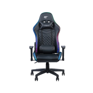 Gaming Chair Havit GC927, Headrest & Lumbar cushion, 2D Armrest, LED, 166 degrees, Black