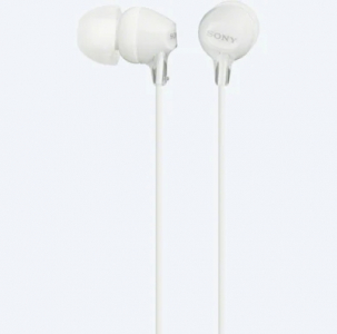 Earphones  SONY  MDR-EX15LP, 3pin 3.5mm jack L-shaped, Cable: 1.2m, White
