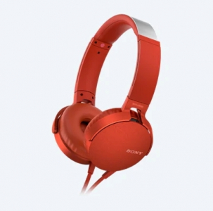 Headphones  SONY  MDR-XB550AP,EXTRA BASS™,Mic on cable,4pin 3.5mm jack L-shaped, Cable:1.2m, Red