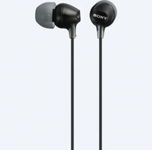 Earphones  SONY  MDR-EX15LP, 3pin 3.5mm jack L-shaped, Cable: 1.2m, Black