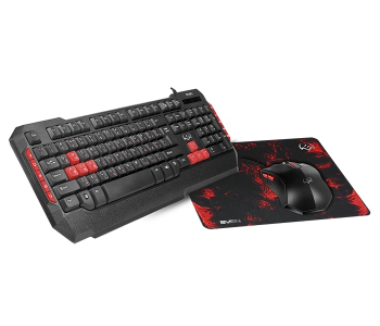 Gaming Keyboard & Mouse & Mouse Pad SVEN GS-9000, Multimedia, Spill resistant, Black/Red, USB