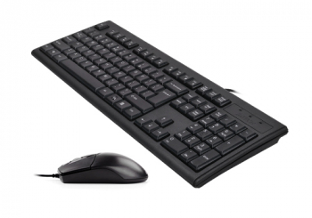 Keyboard & Mouse A4Tech KR-8372, Laser Engraving, Splash Proof, 1000 dpi, 3 buttons,Black, USB