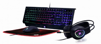 Gaming Keyboard & Mouse & Mouse Pad & Headset Gembird "Phantom" GGS-UMGL4-01-RU, RGB, USB/3.5