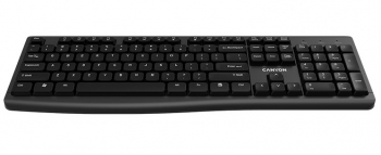 Wireless Keyboard Canyon KB-W50, Multimedia, Slim, Quiet, Chocolate Keycap, 2xAAA, Black