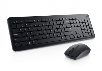 Wireless Keyboard & Mouse Dell KM3322, Multimedia keys, Sleek lines, Compact size, Russian, Black