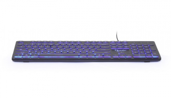 Keyboard Gembird KB-UML3-01, Slimline, Silent, Fn key, 3-color backlight, Black, USB