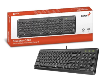 Keyboard Genius SlimStar Q200, 12 Fn Keys, Low-profile, Slim Round Key, Quiet typin, 1.5m, USB, EN/R