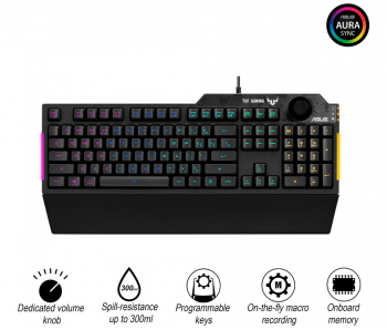 Gaming Keyboard Asus TUF Gaming K1, Mech-Brane, Volume knob, Spill-resistance, RGB, 19-KRO, USB