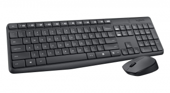 Wireless Keyboard & Mouse Logitech MK235, Low-profile, Spill-resistant, FN key, 5M, 1000dpi 3 button