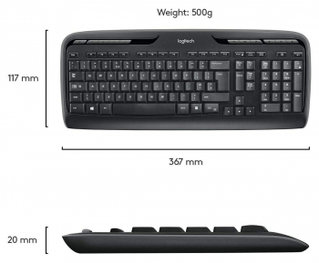 Wireless Keyboard & Mouse Logitech MK330, Media keys, Low-profile, Quiet typing, F-keys, 1000dpi, 3 