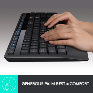 Wireless Keyboard & Mouse Logitech MK345, Media keys, Spill-resist, Palm rest, 1000dpi, 3 buttons, 2