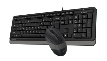 Keyboard & Mouse A4Tech F1010, Laser Engraving, Splash Proof, 1600 dpi, 4 buttons, Black/Grey, USB