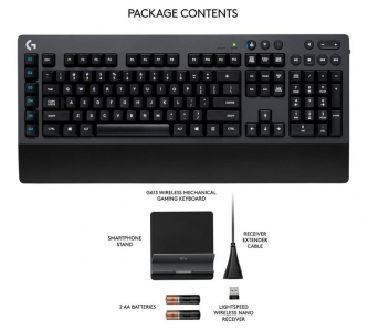 Wireless Gaming Keyboard Logitech G613, Mechanical, Romer-G, 6 G-keys, Bluetooth + 2.4Ghz, 2xAA
