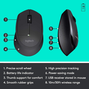 Wireless Keyboard & Mouse Logitech MK345, Media keys, Spill-resist, Palm rest, 1000dpi, 3 buttons, 2