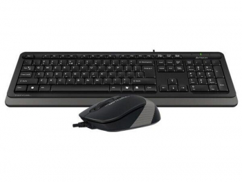 Keyboard & Mouse A4Tech F1010, Laser Engraving, Splash Proof, 1600 dpi, 4 buttons, Black/Grey, USB