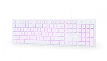Keyboard Gembird KB-UML3-01, Slimline, Silent, Fn key, 3-color backlight, White, USB