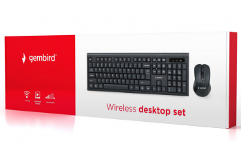 Wireless Keyboard & Mouse Gembird KBS-WM-03-RU, Multimedia, Nano reciver, 2.4GHz, 1xAA/1xAAA, Black