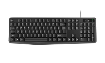 Keyboard Genius KB-117,12 Fn Keys, Concave Keycap, Spill Resistant, 1.5m, USB, EN/RU, Black 