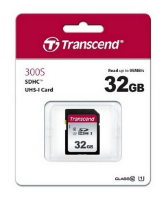 .32GB  SDHC Card (Class 10) UHS-I, U1, Transcend 300S  "TS32GSDC300S" (R/W:95/45MB/s)