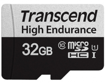 .32GB MicroSD (Class 10) UHS-I (U1),+SD adapter, Transcend "TS32GUSD350V" (R/W:95/40MB/s, Endurance)