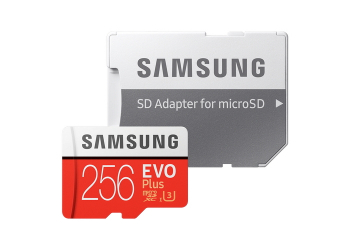 256GB MicroSD (Class 10) UHS-I (U3) +SD adapter, Samsung EVO Plus "MB-MC256HA" (R/W:100/90MB/s)