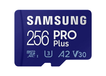 256GB MicroSD (Class 10) UHS-I (U3) +SD adapter, Samsung PRO Plus "MB-MD256KA" (R/W:160/120MB/s)