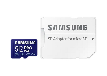 512GB MicroSD (Class 10) UHS-I (U3) +SD adapter, Samsung PRO Plus "MB-MD512KA" (R/W:160/120MB/s)