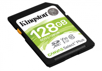 .128GB  SDXC Card (Class 10) UHS-I , U3, Kingston Canvas Select Plus "SDS2/128GB" (R/W:100/85MB/s)