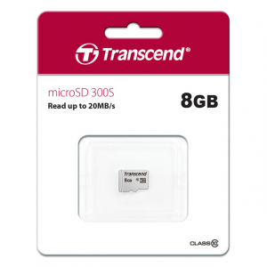 ..8GB MicroSD (Class 10) UHS-I (U1) , Transcend "TS8GUSD300S" (R/W:95/45MB/s)