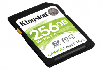 .256GB  SDXC Card (Class 10) UHS-I , U3, Kingston Canvas Select Plus "SDS2/256GB" (R/W:100/85MB/s)
